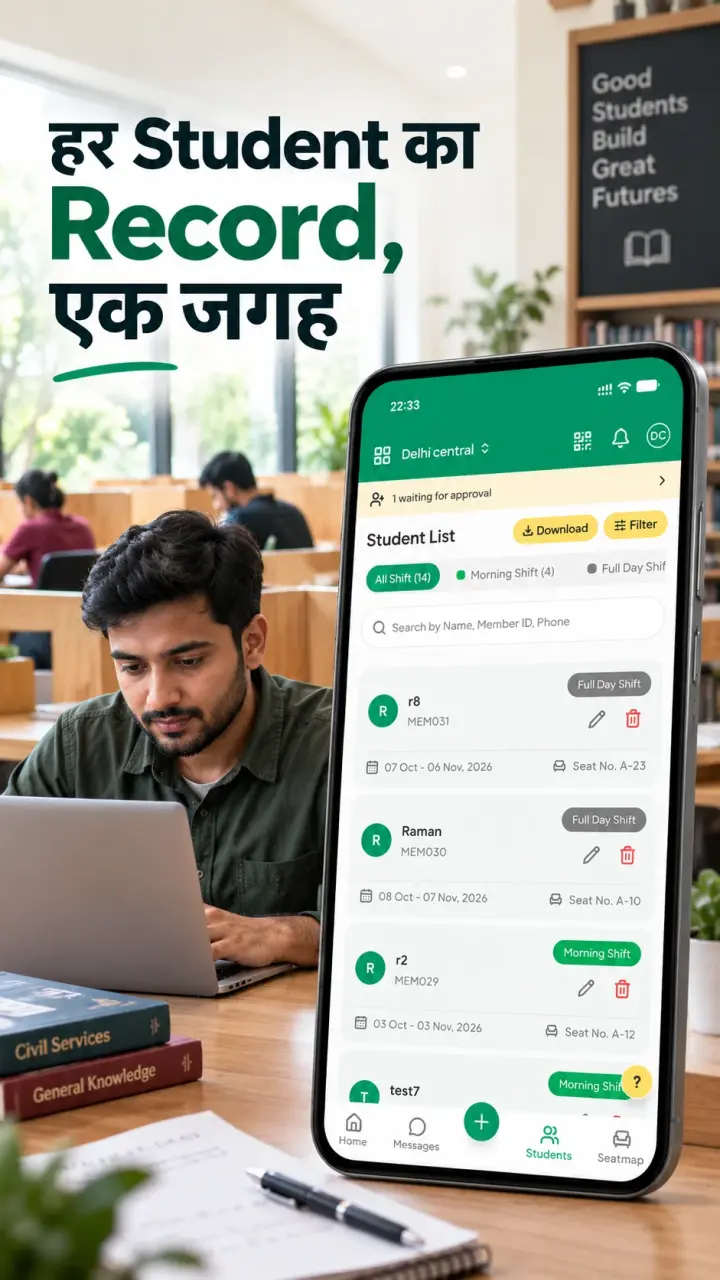 हर Student का Record, एक जगह – Librify student list screen